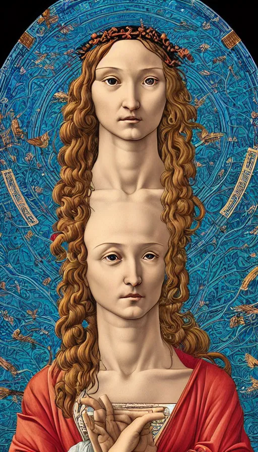 Image similar to The oracle of ancient wisdom, Botticelli, da vinci, Dan Mumford, Josan Gonzalez