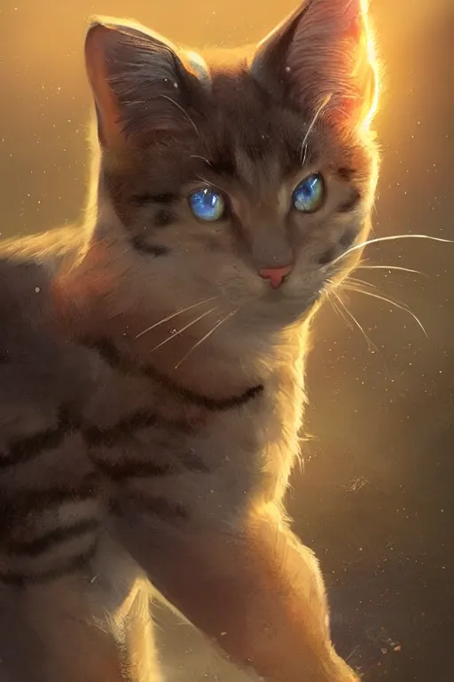 Image similar to a book cover for warrior cats by wayne mclouglin, depth of field, sun flare, hyper realistic, very detailed, backlighting, trending on artstation