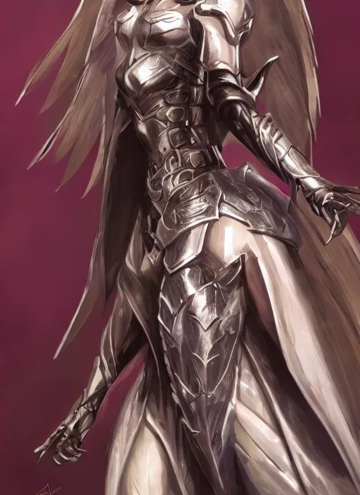 Image similar to concept art. angel knight girl. artstation trending. highly detailed