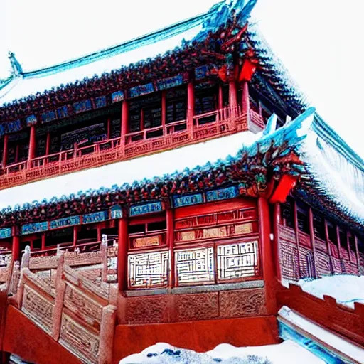 Image similar to Chinese ancient buildings is frozen