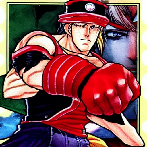 Image similar to Terry Bogard from King of Fighters, SNK official art, Fatal Fury