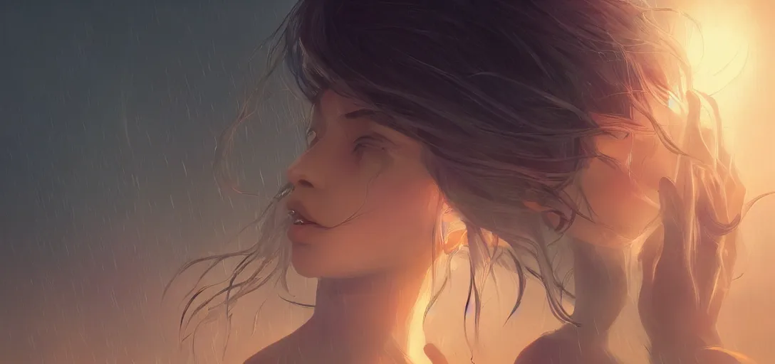 Image similar to Young Himalayan woman floating psychically confused | night time scene, plain walls |light hearted, white eyes, long messy hair | gentle lighting, futuristic, dim lighting, digital art by Makoto Shinkai ilya kuvshinov and Wojtek Fus, digital art, concept art,