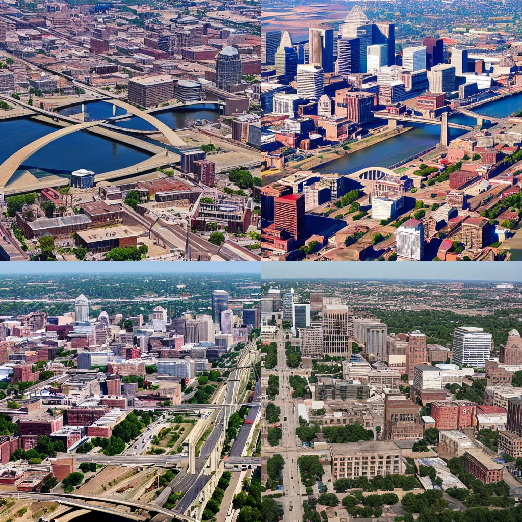 Prompt: arial view of st. louis city