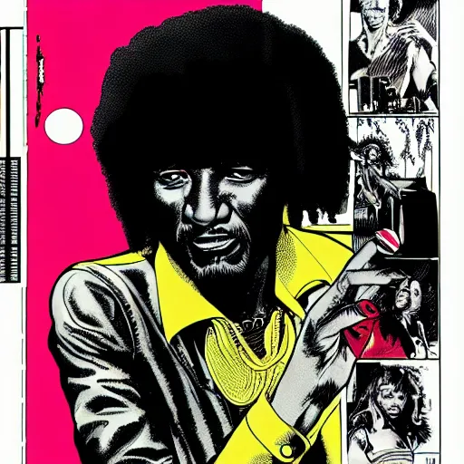 Image similar to alpha blondy by guido crepax, very detailed, 4 k