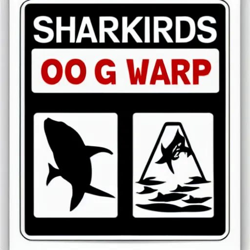 Prompt: shark warning sign