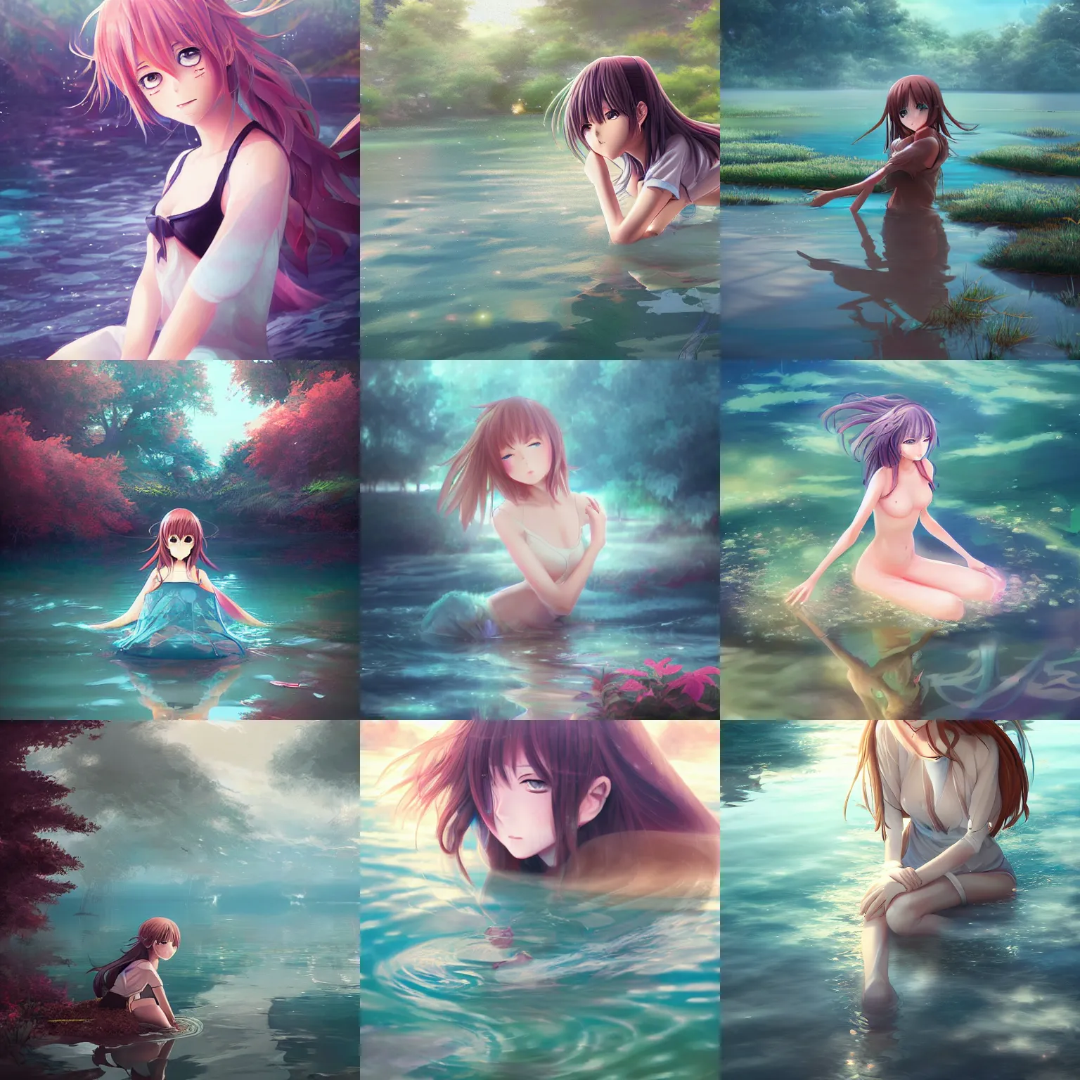 Prompt: Advanced digital anime painting, an invisible girl playing in a lake , Sakimichan, WLOP, RossDraws