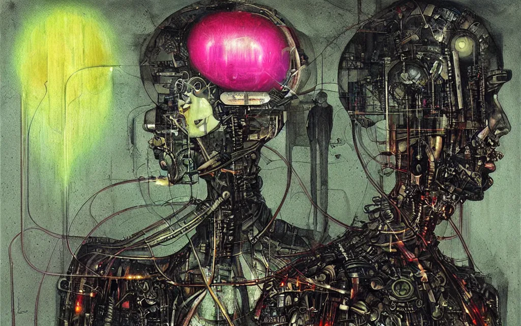 Prompt: a techno - spirit futurist cybernetic organic brain, future perfect, award winning digital art by santiago caruso, sharp bright colors