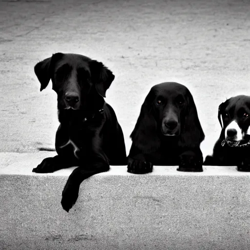 Prompt: Two dog, a black, and a white, award winning photo, 4K