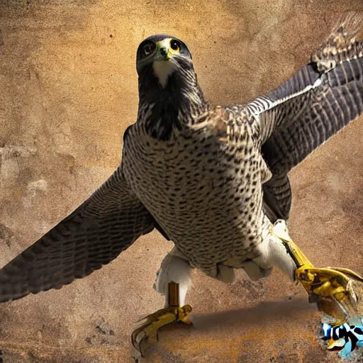 Prompt: a peregrine falcon as the robot power ranger, digital photography, highly detailed