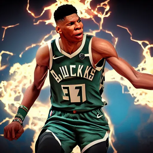 Image similar to giannis antetokounmpo as a greek god, aesthetic octane render, 8 k hyperrealistic, futuristic