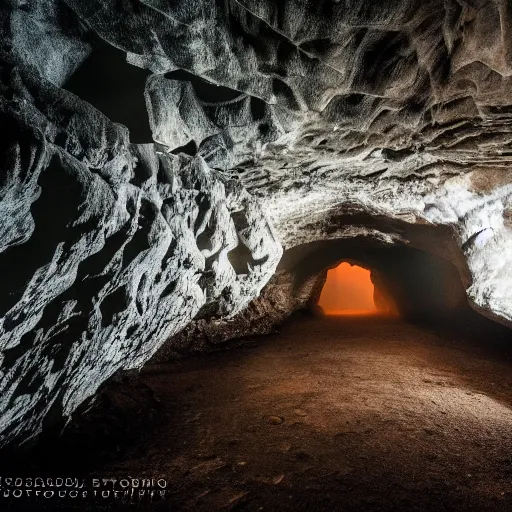 Image similar to a stunning photography inside an ominous cave, professional photography,8KHD