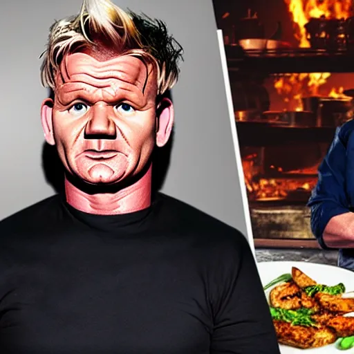 Image similar to gordon ramsay, food vendor, fallout, unreal engine 4