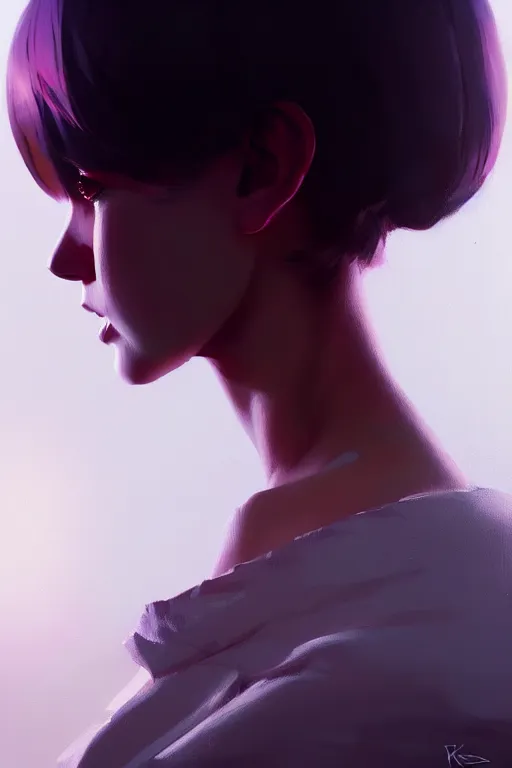 Image similar to a ultradetailed painting of a woman whos head is a tv by greg rutkowski, ilya kuvshinov and makoto shinkai trending on artstation