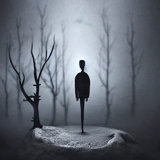 Prompt: the world between insanity and reality, surrealistic detailed claymation art, dark, moody, foggy