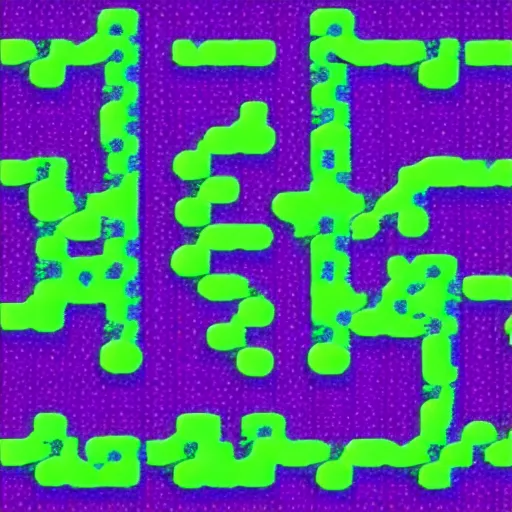 Prompt: Conway's Game of Life logo in neon style