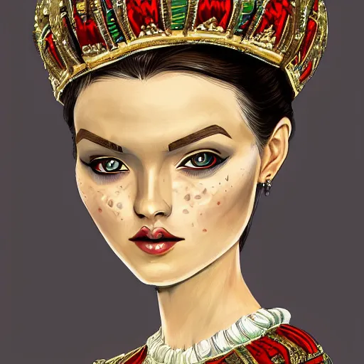 Prompt: traditional latvian princess, symmetric face, intricate details, trending on art station, high quality