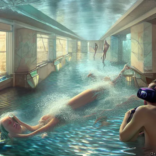 Image similar to swimming through the streams of internet, living inside the virtual reality by otto frello