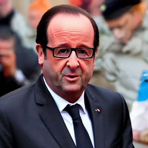 Image similar to François hollande transforming into super saiyan, by easo andrews