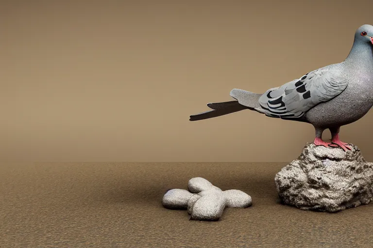 Image similar to a pigeon being sculpted from wet clay, studio lighting, studio photography, 3 d model, 3 d render, unreal engine, octane render, cgi, 8 k