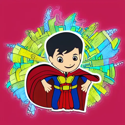 Prompt: dr. strange as a very young boy smiling on the cartoon wild - kratts, sticker - art, svg vector, adobe - illustrator