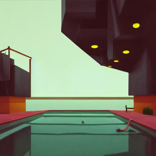 Image similar to the pool simon stalenhag high detail