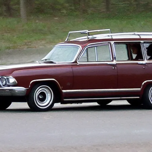 Image similar to jesus driving a kingswood station wagon