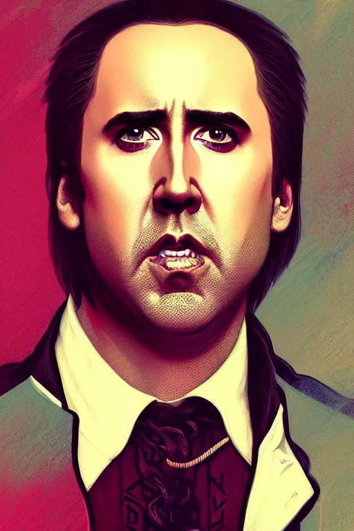 Prompt: a portrait of nicolas cage as hamilton, fantasy, sharp focus, intricate, elegant, digital painting, artstation, matte, highly detailed, concept art, illustration, ambient lighting, art by ilya kuvshinov, artgerm, alphonse mucha, and greg rutkowski