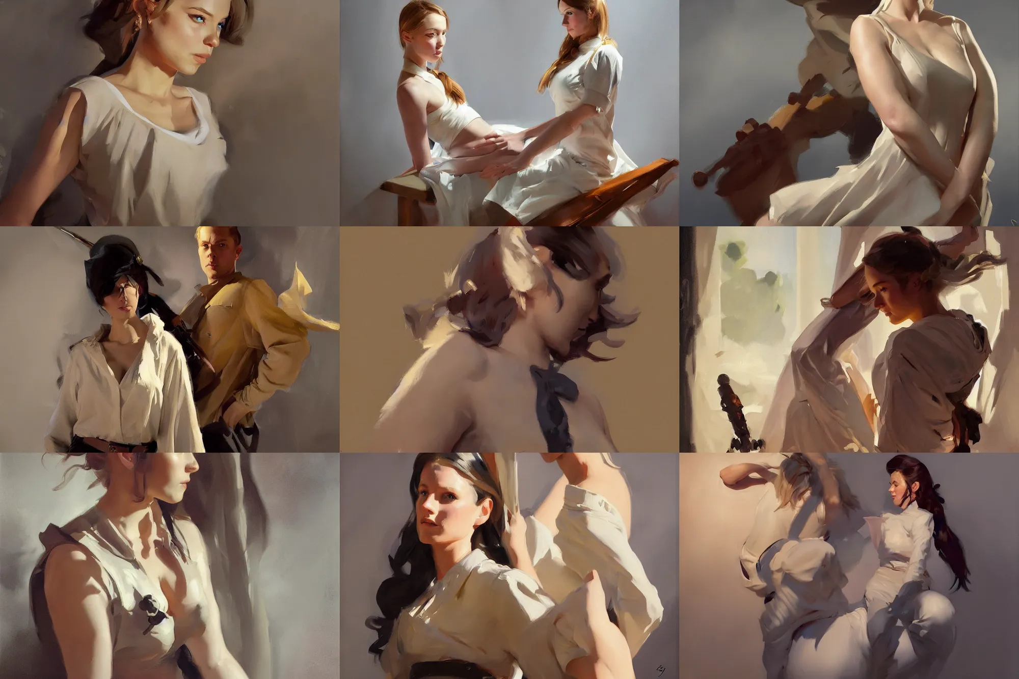 Prompt: portrait of girl scandinavian finnish norway instagram model jodhpurs greg manchess painting by sargent and leyendecker, studio ghibli, fantasy, medium shot, asymmetrical, intricate, elegant, matte painting, illustration, hearthstone, by greg rutkowski, by greg tocchini, by james gilleard, by joe fenton