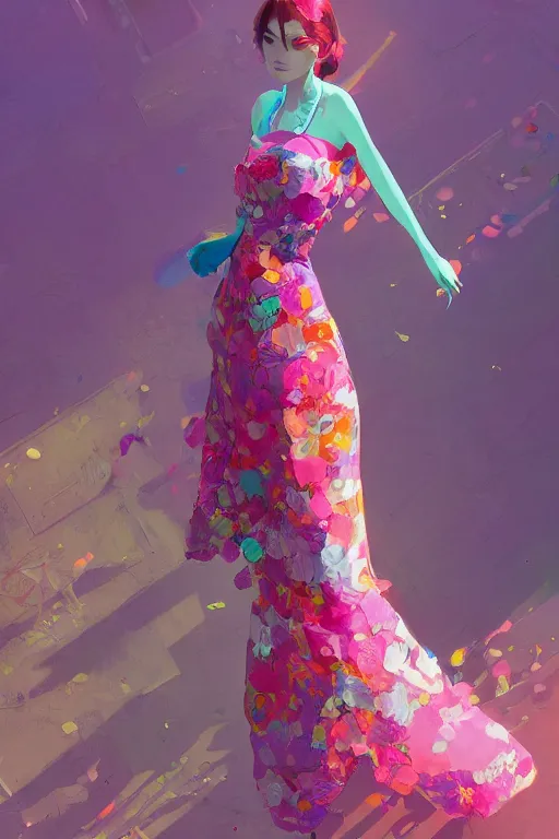 Image similar to elegant, beautiful woman in colourful clothing, ultrafine illustrated, ultradetailed flowery environment, by conrat roset, makoto shinkai, craig mullins, alphonse murac, detailed artwork, extremely detailed and high quality, global illumination, octane render, digital art trending on artstation