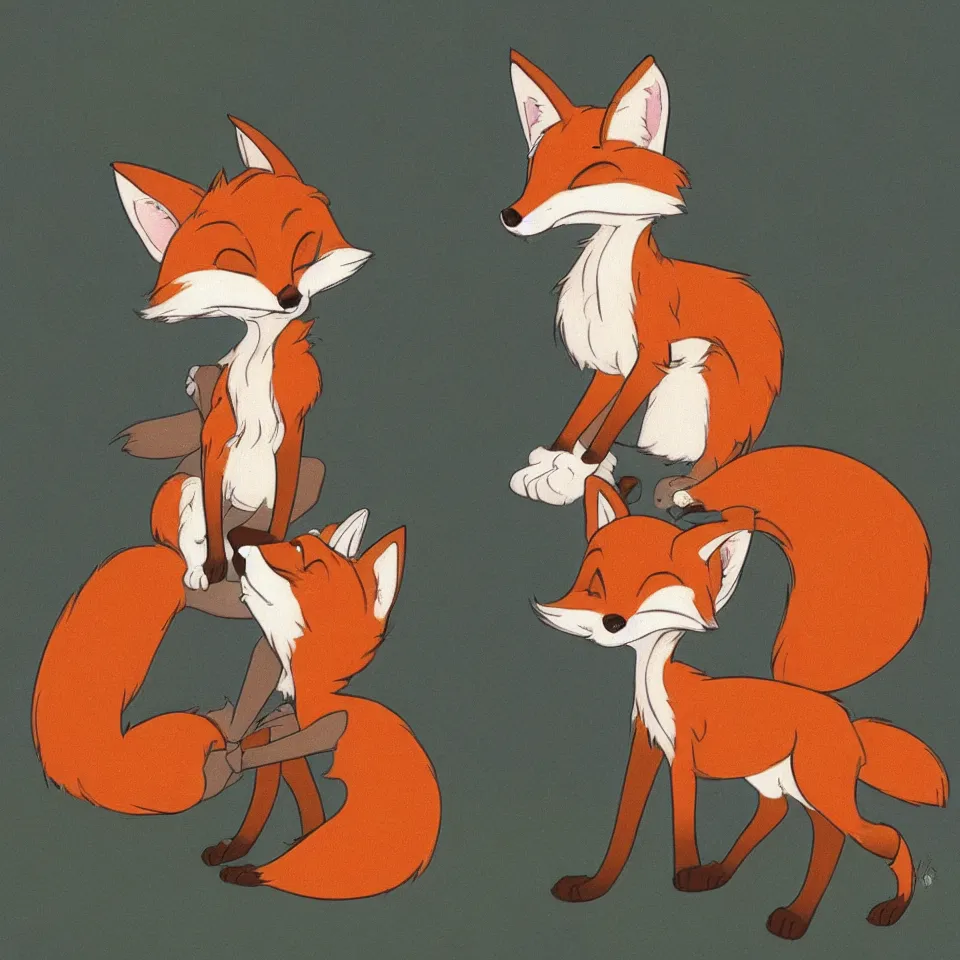 Prompt: cute fox by don bluth, 8k character illustration, detailed