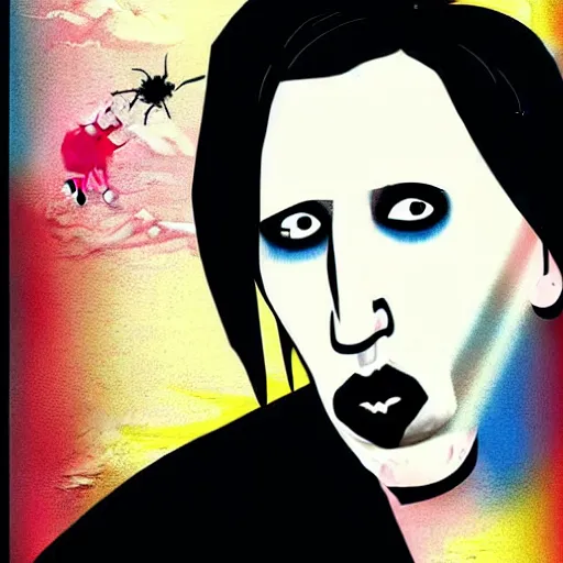 Image similar to graphic illustration, creative design, marilyn manson as a goat, biopunk, francis bacon, highly detailed, hunter s thompson, concept art