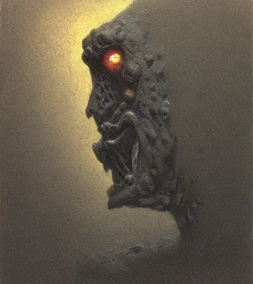 Image similar to creature bust, doom, zdislav beksinski, concept art, silhouette