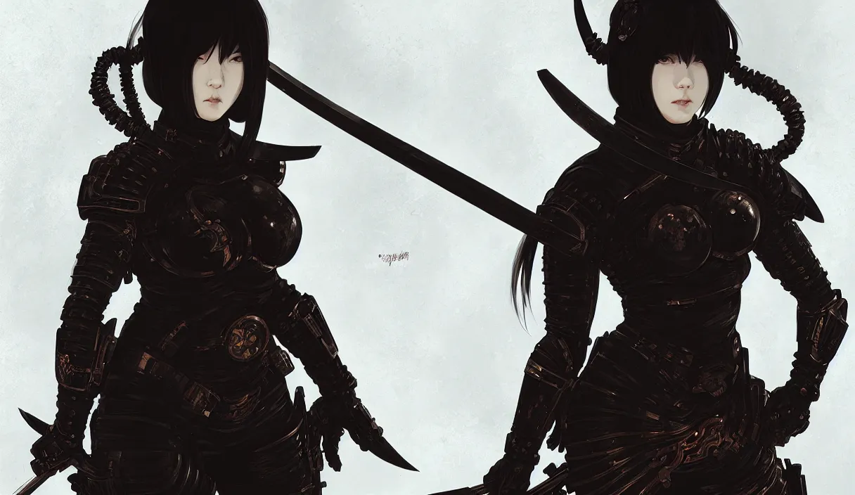 Image similar to portrait ninja gaiden girl, armored black ninja wardrobe, in ruin yasukuni shrine, ssci - fi and fantasy, intricate and beautiful and elegant, digital painting, frostbite engine, artstation, concept art, smooth and sharp focus, illustration, art by tian zi and wlop and alphonse mucha