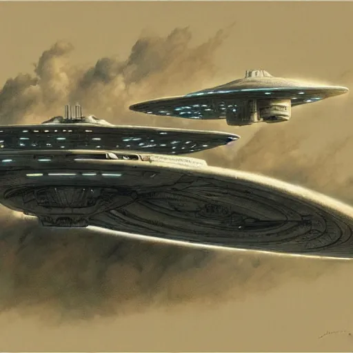 Image similar to starship enterprise by jean - baptiste monge