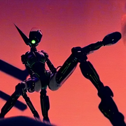 Image similar to movie still of a cyborg evangelion, cinematic composition, cinematic light, warm lighting criterion collection, by edgar allan poe