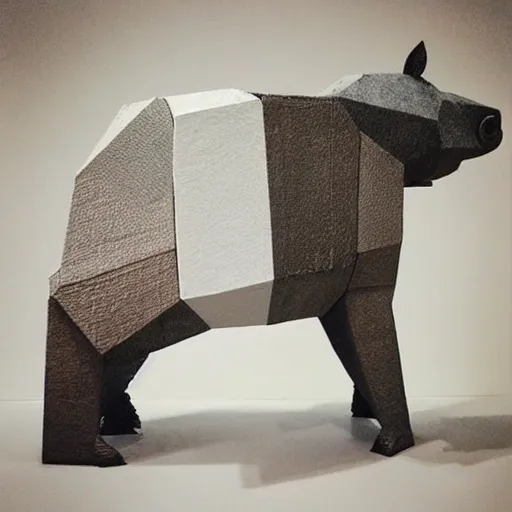 Image similar to “monolithic pig sculpture, mixed materials”