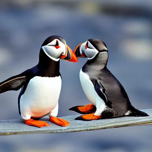 Image similar to puffin sitting next to penguin