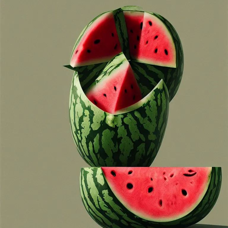 Prompt: still life watermelon by beeple