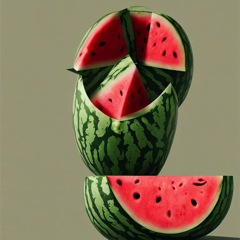 Image similar to still life watermelon by beeple