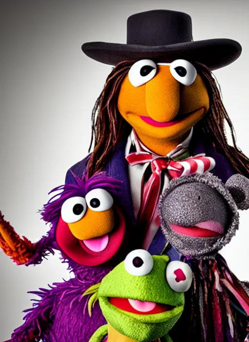 Image similar to studio portrait still of muppet johnny depp as a muppet muppet as a @ muppet, 8 k, studio lighting, key light,