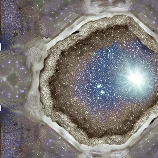 Image similar to space in a geode portal to space, detailed, featured, noneuclidian