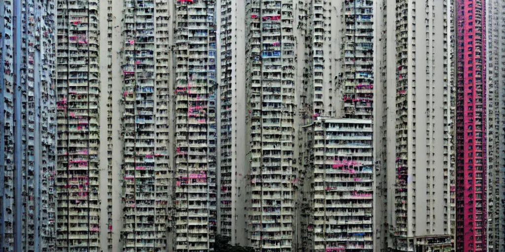 Image similar to a beautiful realistic image from old apartment buildings in hong kong, by zeng fanzhi