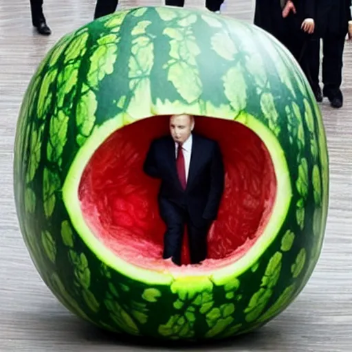 Image similar to vladimir putin inside a watermelon,