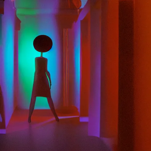 Prompt: film still from surreal arthouse film, avant garde, stylized colors, unusual lighting choices