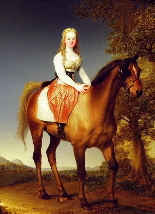 Image similar to princess on horse in god light, by asher brown durand, medieval art