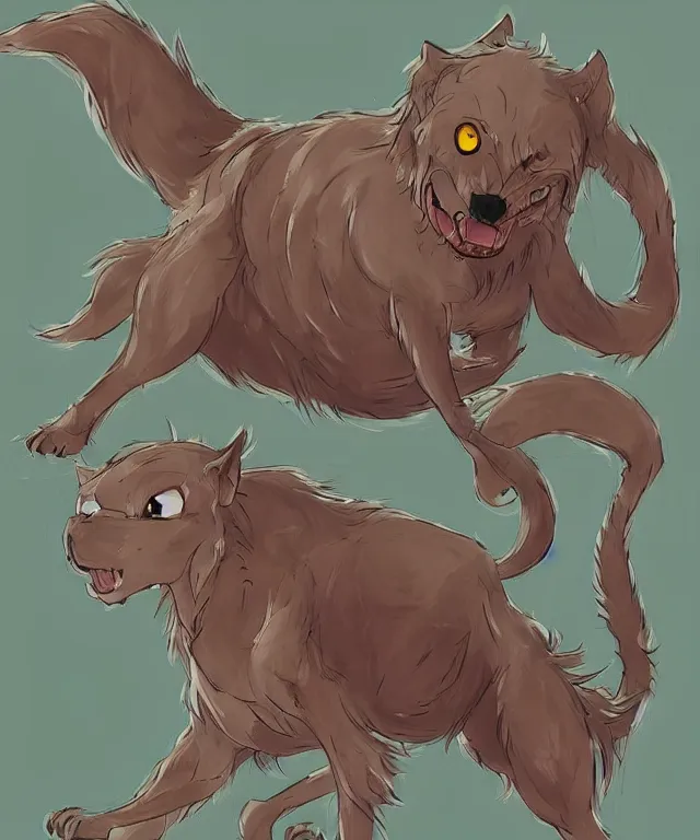 Image similar to a humanoid cute hellhound in the style of studio ghibli in the style of slice of life anime trending on artstation deviantart pinterest detailed realistic hd 8 k high resolution