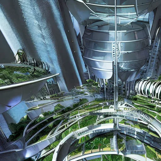 Image similar to arcology in a utopian futuristic eco - city