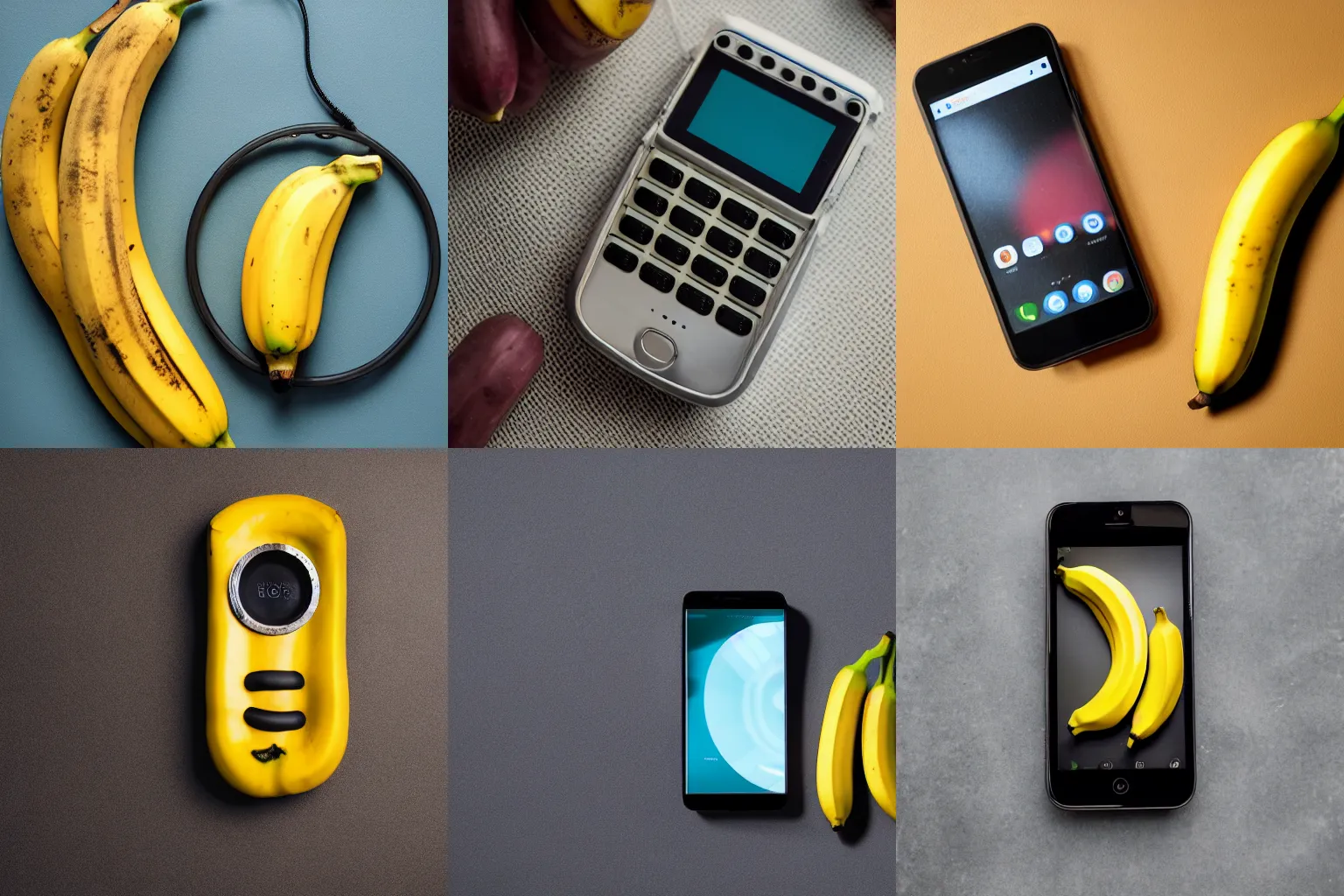 Prompt: a fully functioning banana phone, centered, studio lighting, product photography