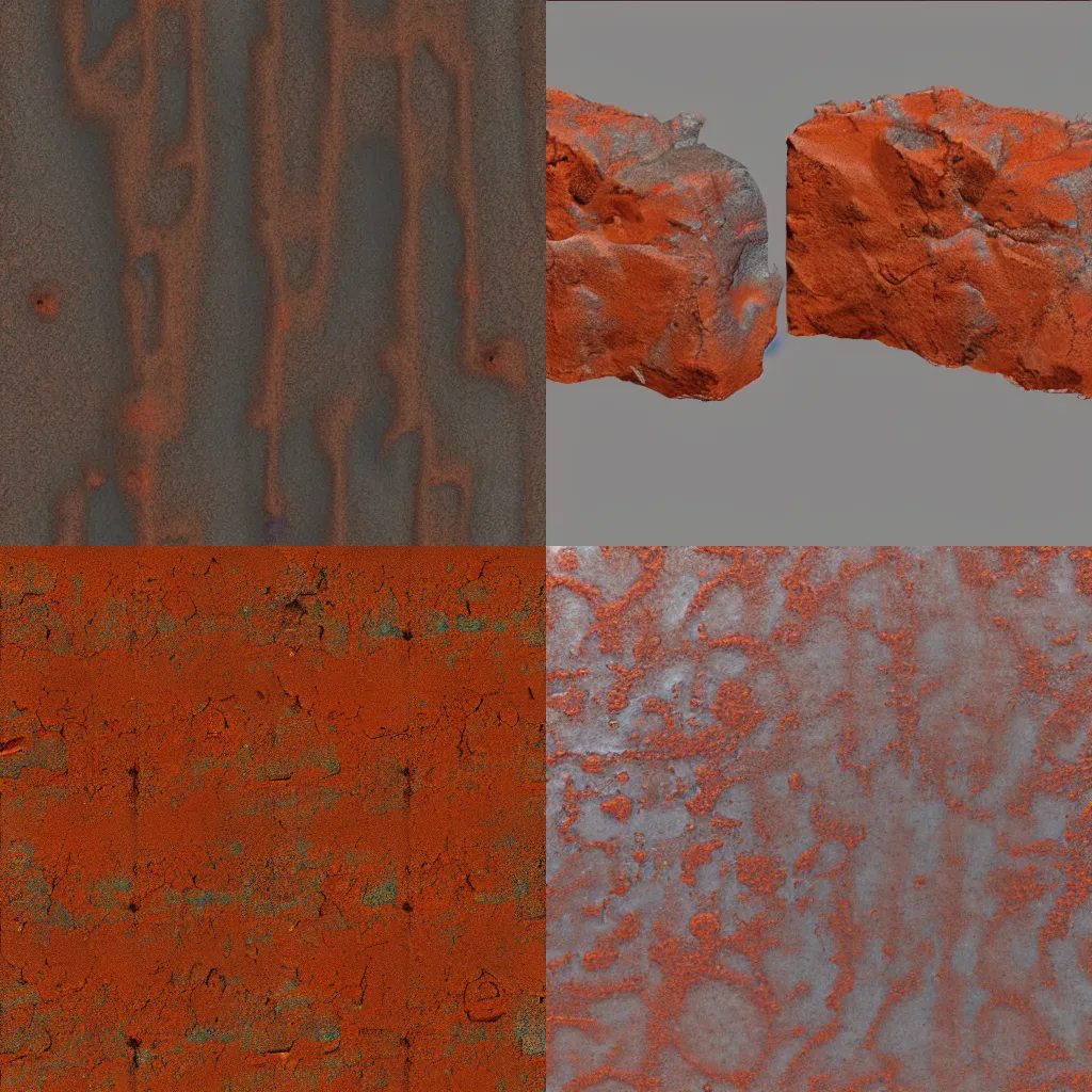 Prompt: normal map and diffuse map of a rusty iron surface - seamless