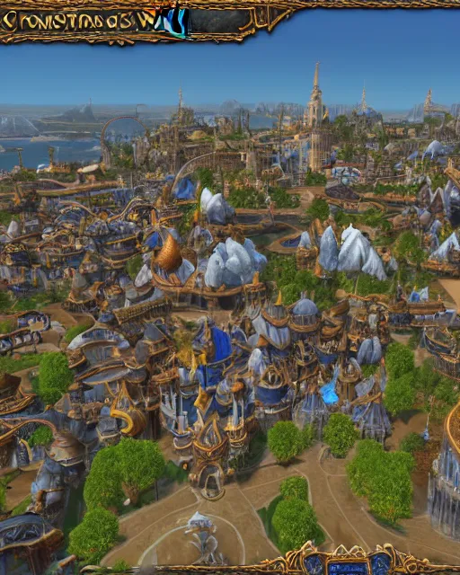 Image similar to Stormwind city from World of Warcraft, HD 4K, Unreal engine.